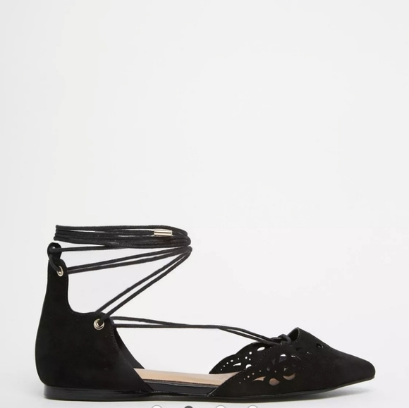 NIB Aldo "Harmony" Lace Up Pointy Toe Suede Flats - Picture 2 of 6